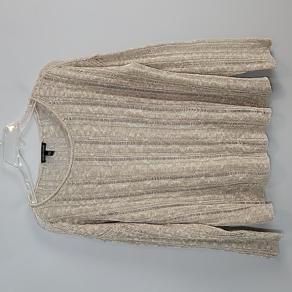 Eileen Fisher Organic Linen Grain Drop Needle Pullover Sweater